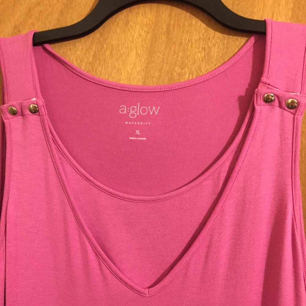 New Maternity/Nursing Snap Shoulder Tank XL Barbie Pink NWT